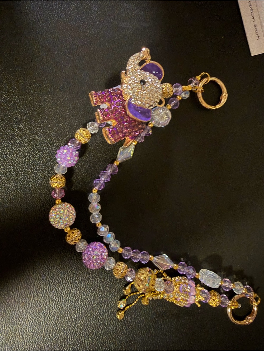 Hand Crafted Purple and Gold Elephant Key & Card Holder